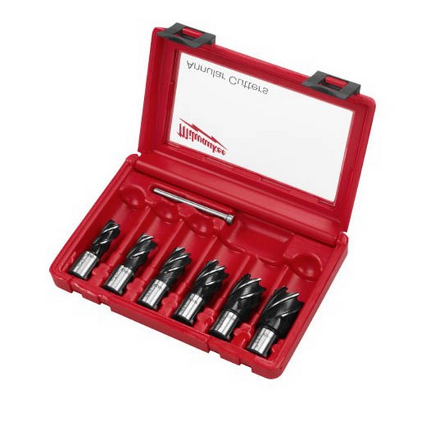 Annular Cutter Kit, 6-Piece, 1 in Cutting Depth, 6 Piece, Specifications: 3/4 in Dia Weldon Shank, For Use With: Magnetic Drill Press, HSS, Black