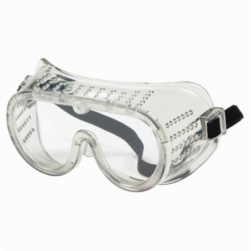 Crews Protective Goggles, Direct Vent Perforated Dielectric Scratch Resistant, Series: Standard Goggle, Universal, Duramass® Hard Coat Lens Coating, Clear Lens, Clear Frame, PVC Frame, Polycarbonate Lens, Elastic Strap, Specifications Met: ANSI Z87+,