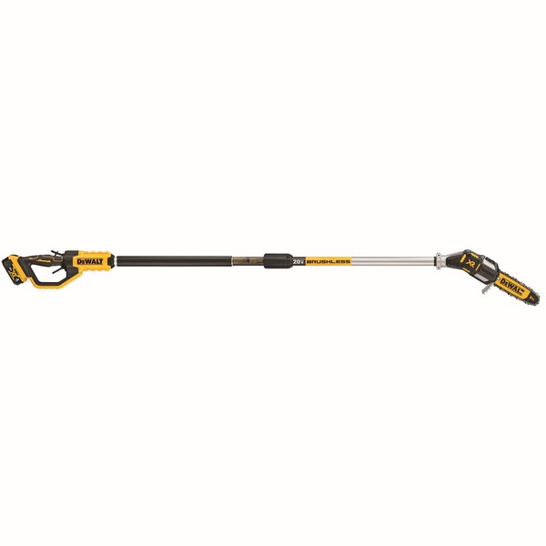 Pole Saw Kit, Brushless Cordless, 8 in Bar/Chain Length, 3/8 in Pitch, 3300 RPM Speed, Auto Bar/Chain Oiler, 20 VDC, Lithium-Ion Battery, 4 Ah Battery, Comfort Grip Handle