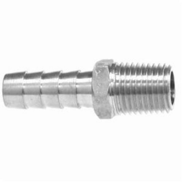Hose-to-Pipe Adapter, Rigid, Fitting/Connector Type: Adapter, 1/4 Inch Nominal, Barb x MIP End Style, 150 psi Pressure, -40 to 160 °F, 316 Stainless Steel, Import