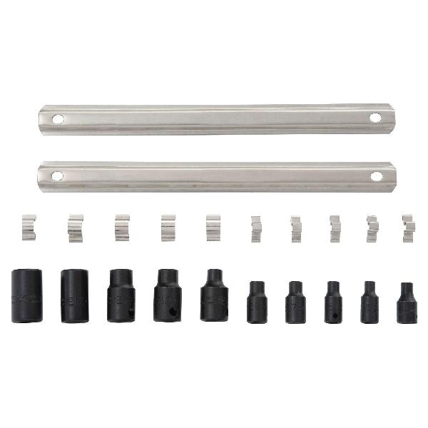 Impact Socket Set, Impact Rated: Yes, 10 Piece, 6 Points, 1/4 in, 3/8 in Drive, Specifications Met: ASME Specified, Alloy Steel, Black Oxide