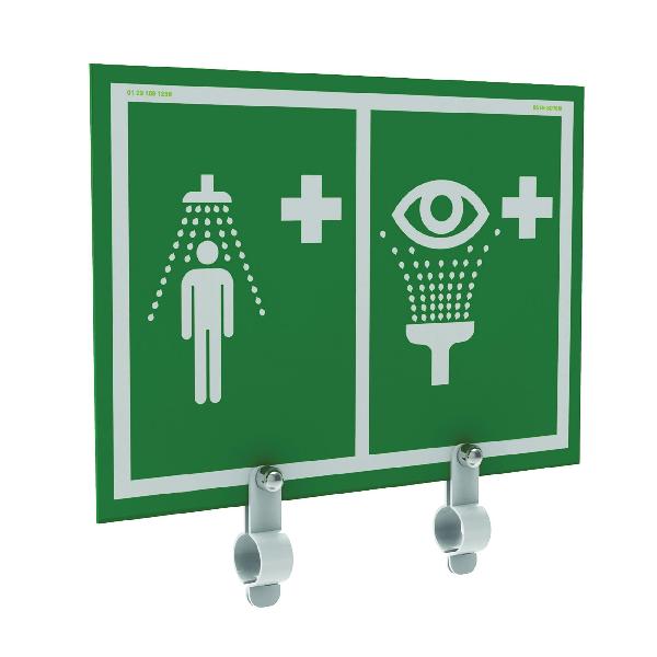 Shower and Eye/Face Wash Sign, For Use With: Outdoor Showers Without Insulation, PVC, Black, 16 in H x 16 in W x 1.5 in D Dimensions