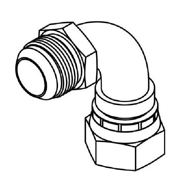 Bent Tube Elbow, Series: 6701, 7/8-14 Nominal, 37° Male JIC x 37 °Female JIC Swivel End Style, 90° Angle, Steel, Trivalent Chromate Plated, Silver