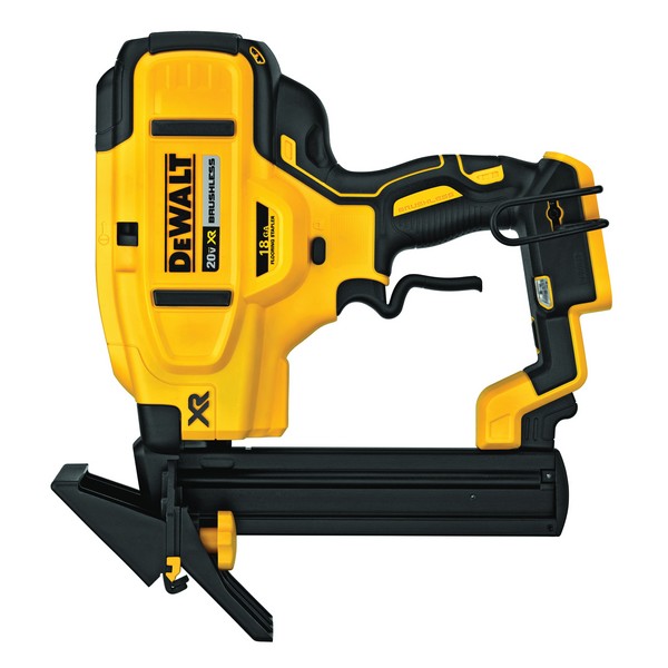 Cordless Flooring Stapler, Bare Tool/Kit: Tool, 1/4 in Crown, 1/2 to 1-1/2 in Staple Length, 18 ga Gauge, 100 Staples, 20 VDC, For Fastener Type: Narrow Crown Staples, Lithium-Ion Battery, Plastic Housing Material, D-Style Handle, Black/Yellow, Tool