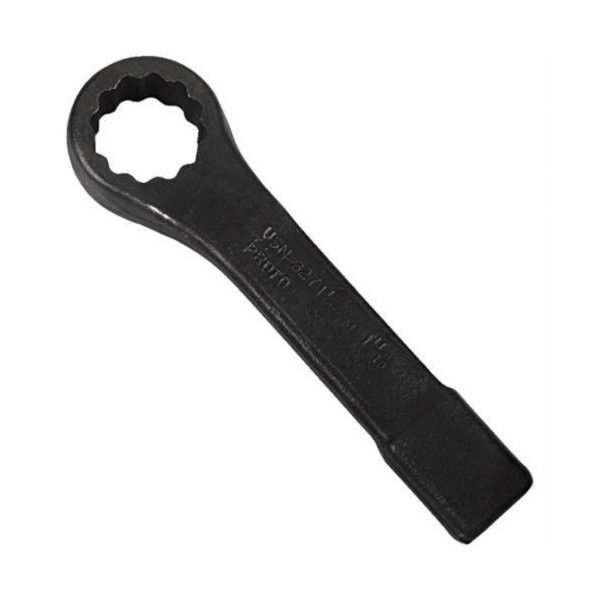 Slugging Wrench, Super Heavy Duty, Measurement System: Metric, Box/Single End Wrench, 115 mm Wrench Opening, 12 Points, 502 mm Overall Length, 52 mm Offset, 165 mm Box End Width, 76 mm Box End Thickness, Offset/Straight Handle, Specifications Met: Fe