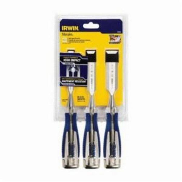 Chisel Set, High Impact, 1/2 to 1 in Chisel, 3 Number of Chisels, 3 Piece, 1/2 in, 3/4 in and 1 in Chisels Set Contents, Hardened Steel, Blue