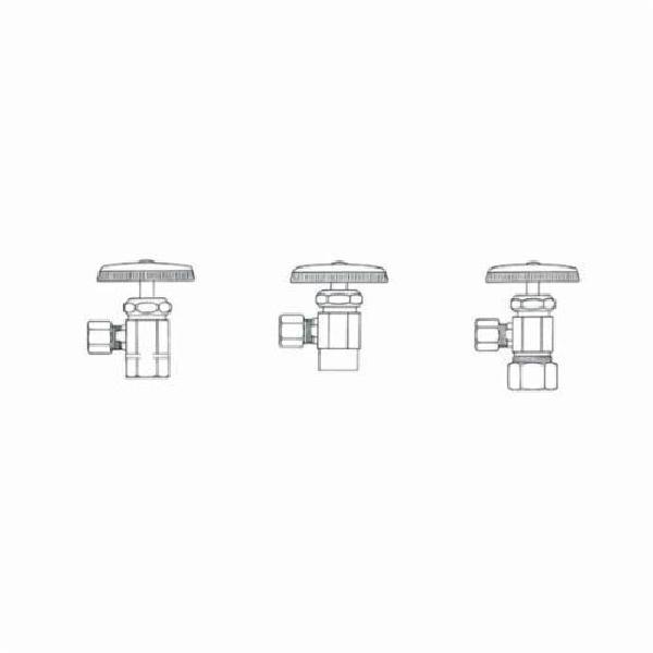 Angle Stop, 3/8 x 5/8 Inch Nominal, OD Compression End Style, Brass Body, Polished Chrome