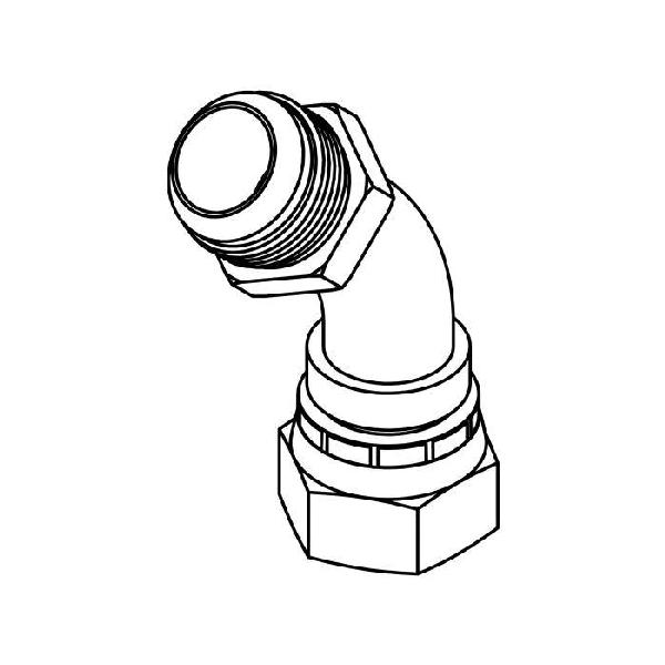 Bent Tube Elbow, Series: 6702, 7/8-14 Nominal, 37° Male JIC x 37 °Female JIC Swivel End Style, 45° Angle, Steel, Trivalent Chromate Plated, Silver
