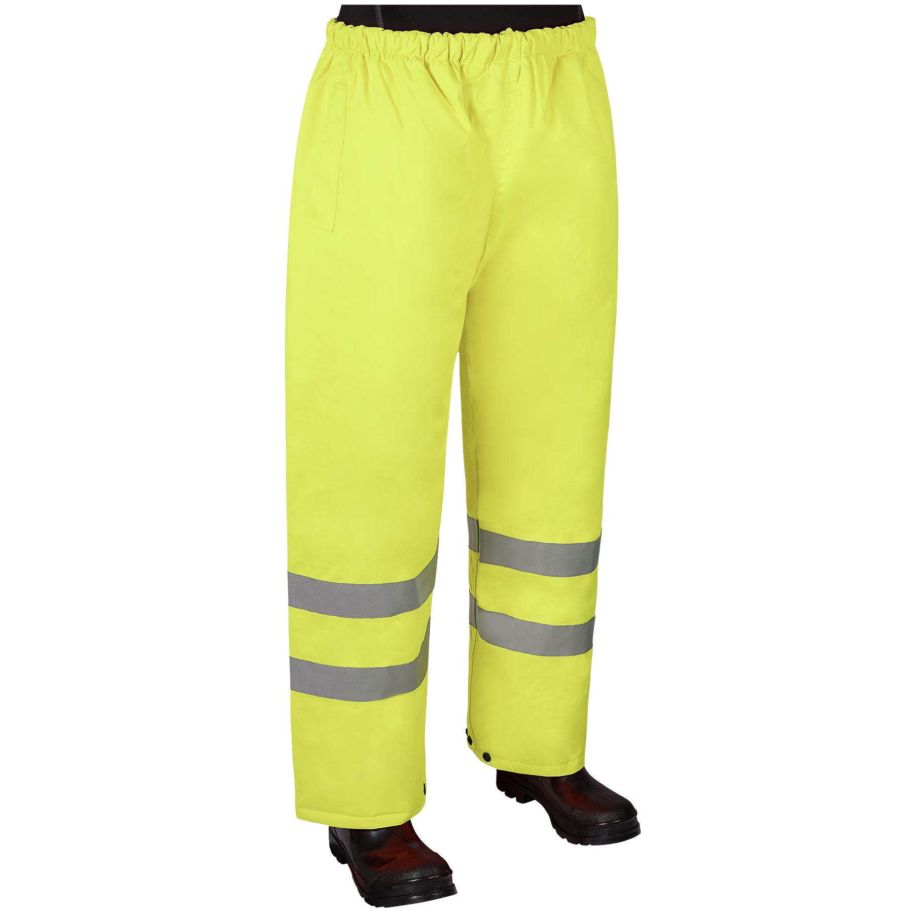 Rain Pant, Waterproof, Series: C16920G, XL Size, Hi-Viz Green, Polyester, 40 in Waist, Drawstring Closure, 2 Pockets