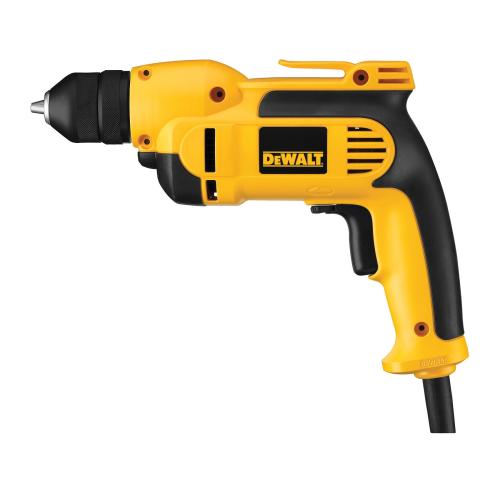 Drill, Heavy Duty, 3/8 in Chuck, Keyless Chuck, 0 to 2500 RPM Speed, 1 Speed, 120 VAC, 8 A, Metal Housing Material, Pistol Grip Handle, Yellow, Trigger Switch Control, 9-1/2 in Overall Length