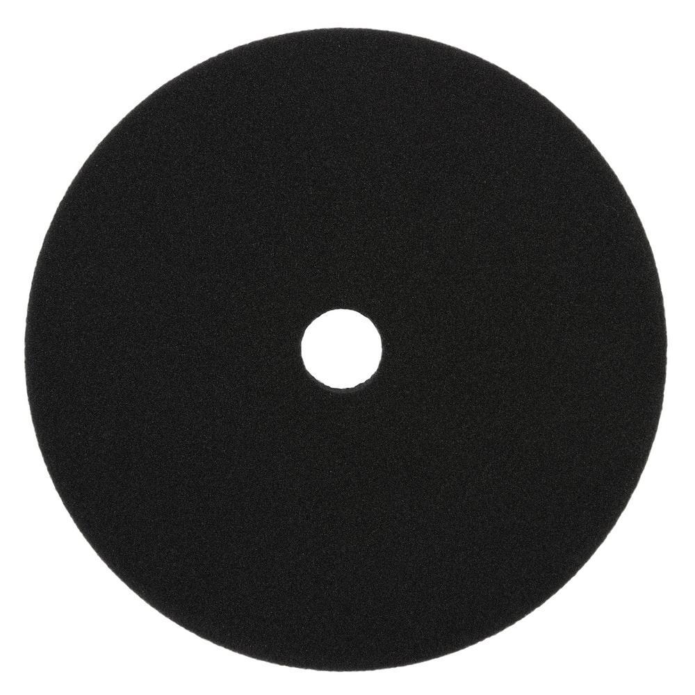 Foam Polishing Pad, Hook and Loop Attachment, 6 in Overall Diameter, 0.875 in Thickness, Foam Pad, Black