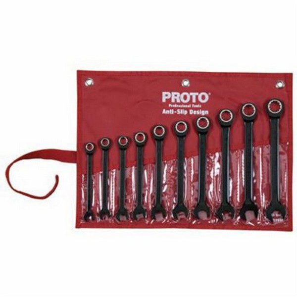 Combination Wrench Set, Anti-Slip Non-Reversible Ratcheting Spline, Metric System of Measurement, 10 to 19 mm, 10 Piece, For Use With: 4, 6, 12 Point, Spline and Torx® Fastener, Spline Point, Box/Open End Drive, Chrome Vanadium Steel, Polished Chrome