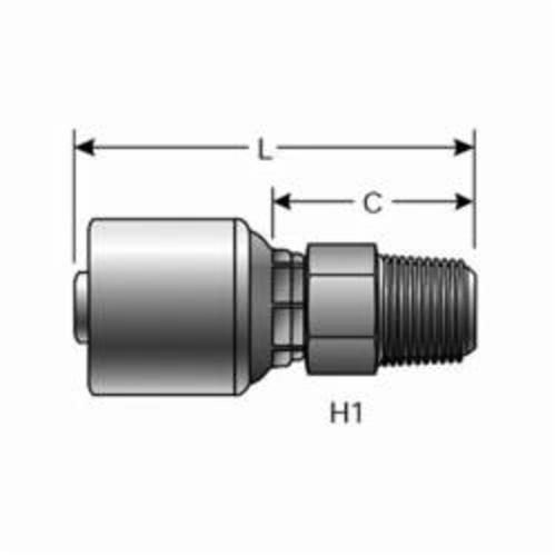 Hydraulic Coupling, Straight, Series: G25, 1/4 in x 1/4-18 Nominal, Hose x Male NPTF, 9/16 in Stem Hex, 2.17 in Length, Steel, Domestic