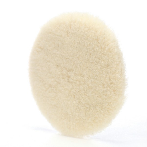 Compounding Pad, Regular, Hook and Loop Attachment, 5-1/4 Inch Overall Diameter, Wool Pad, 0.68 Inch Pile Height, White