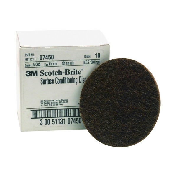 Hook and Loop Disc, Surface Conditioning, 4 Inch Diameter Disc, Coarse Grade, Aluminum Oxide Abrasive