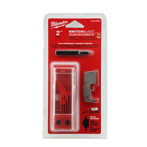 Blade Replacement Kit, 7-Piece, For Use With: 2 in Self-Feed Drill Bit, Hardened Steel, Red/Silver