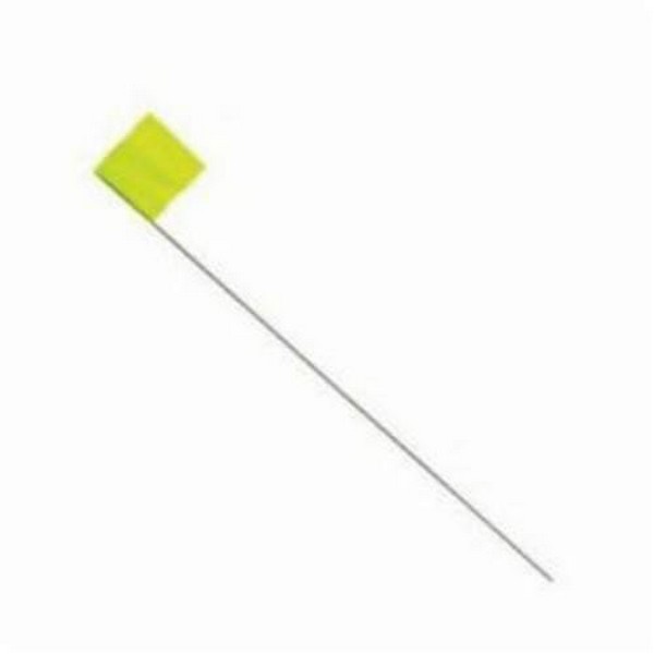 Stake Flag, 3-1/2 in Width, 2-1/2 in Height, 21 in Overall Length, Glo Lime, Vinyl