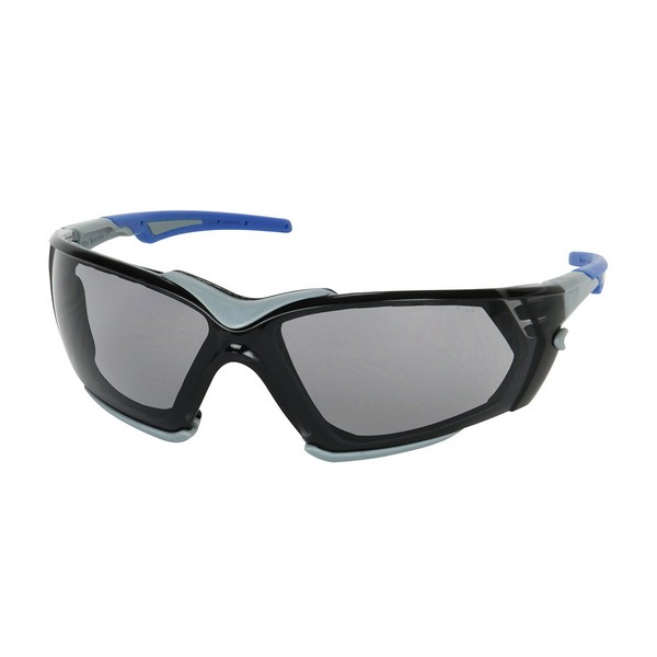 Optical Safety Glasses, Single, Universal Size, FogLess® 3Sixty™/Foam Padding Lens Coating, Light Gray Lens, Rimless Frame, Blue/Gray Frame, Polycarbonate Frame, Polycarbonate Lens, 99.99% UVA/UVB UV Protection, Co-Molded Rubber Tip Temple, Specifica