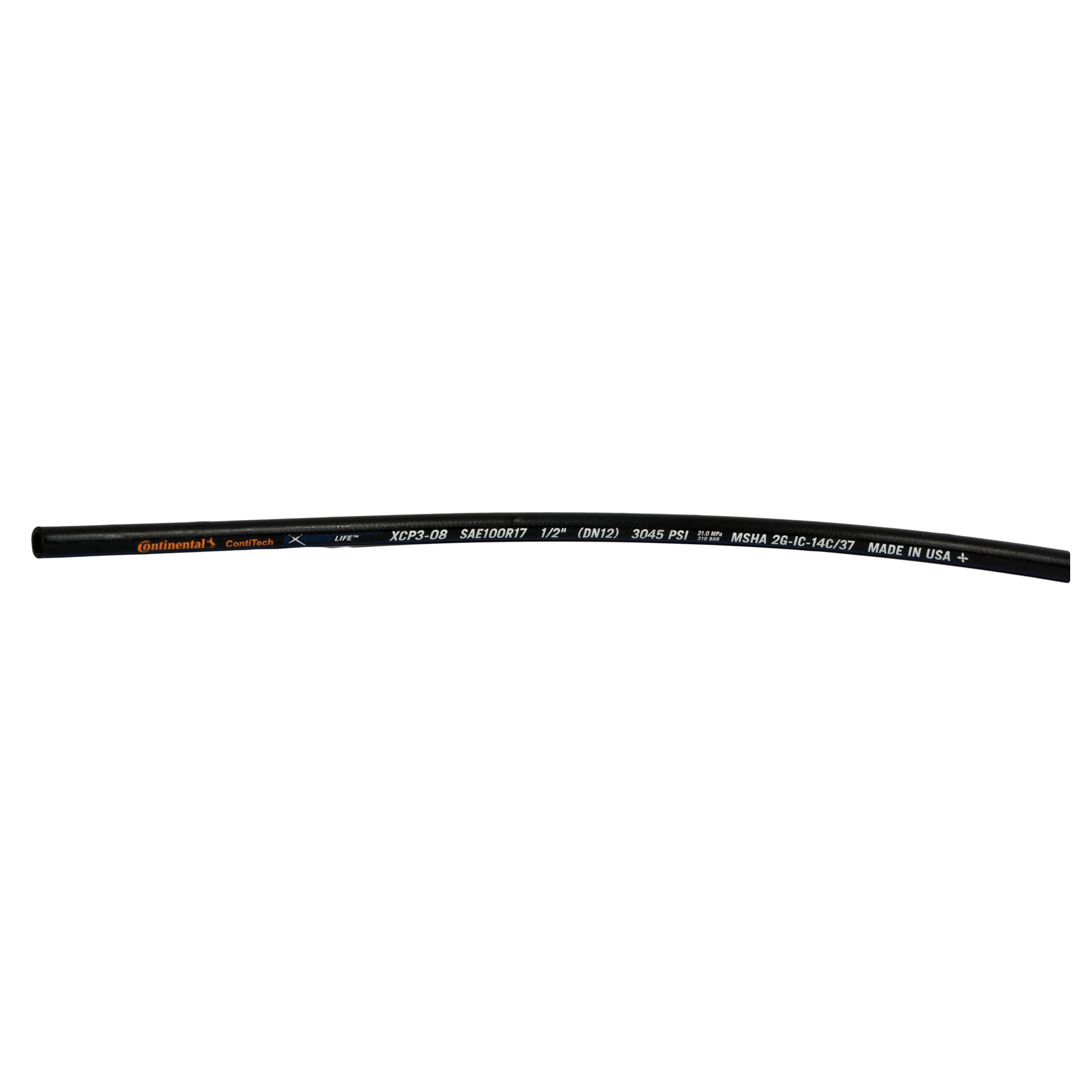 ContiTechExtended Life™ Hydraulic Hose, Series: XCP3, 1/4 in Nominal, 1/2 in OD, 250 ft Length, 3250 psi Working, -40 to 212 °F, Synthetic Rubber Cover/Nitrile Tube, Black, Domestic
