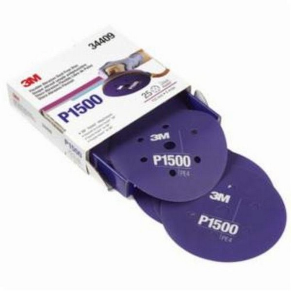 Hook and Loop Disc, Dust-Free Flexible, 6 Inch Diameter Disc, P1500 Grit, Aluminum Oxide Abrasive