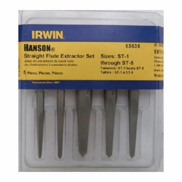 Screw Extractor Set, Straight, Series: 536, 5 Piece
