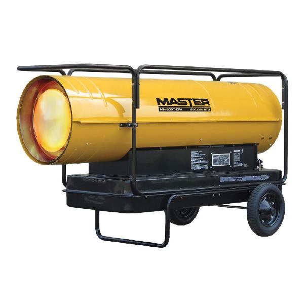 Air Forced Torpedo Heater, 600000 Btu/hr., 40 gal Tank, 4.5 gph Fuel, Kerosene/Diesel, 15000 sq-ft Heating Area, 9 hr., 3000 cfm, 120 VAC, 5.5 A, 60 Hz, 78 in L x 50 in W x 37 in H, Import