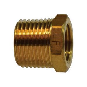 Bushing, Hex Head, Fitting/Connector Type: Bushing, 3/8 x 1/8 Inch Nominal, MNPT x FNPT, 0.68 Inch Hex, 3/4 Inch Length, 1200 psi, Brass, -65 to 250 °F, Import