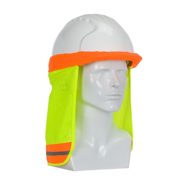 Hard Hat Neck Shade, Series: 396-700FR, Hi-Viz Lime Yellow, FR Treated Polyester, For Use With: Most Cap Style and Full Brim Hard Hats