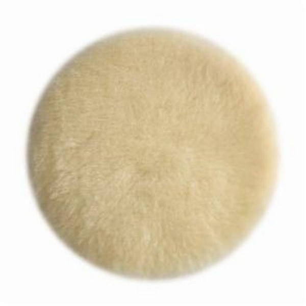 Polishing Pad, Hook and Loop Attachment, 6 in Overall Diameter, Lambs Wool Pad
