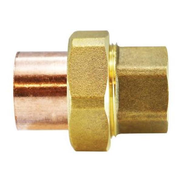 Union, Lead Free, Series: WC-407, Union Fitting/Connector, 1 Inch Nominal, Solder End Style, 500 psi at 100° Pressure, 32 to 200 °F, ASTM B 88/ASTM B 306/A 306/Alloy C12200 Copper, Domestic