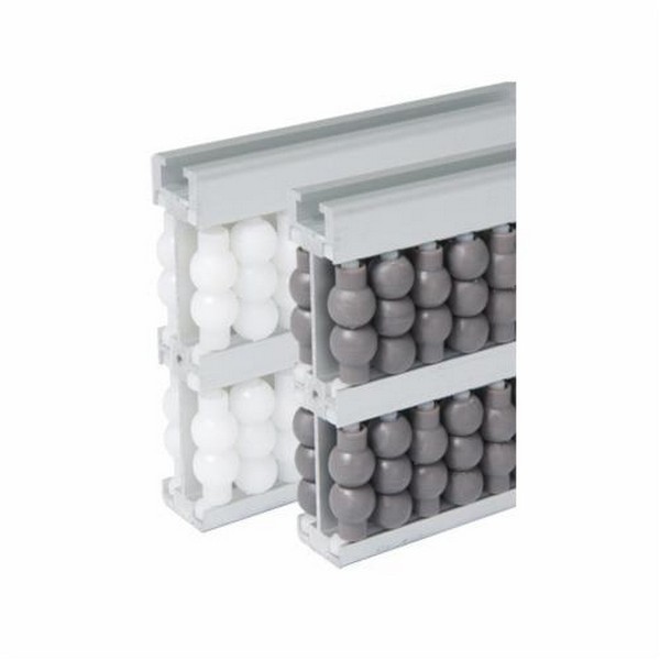 Conveyor Roller Center Guide, 2 Side 2 High, 1.19 Inch Overall Width, 120 Inch Overall Length, 0.48 Inch Center to Center Roller Spacing, 0.33 Inch Rail Depth, 120 Inch Rail Length
