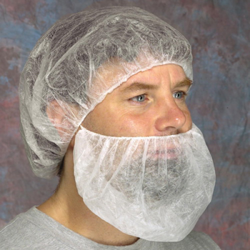 Beard Cover, Latex Free Standard Weight, Series: UBC-1000, 21 in, 21 in Dia, White, Spunbond Polypropylene