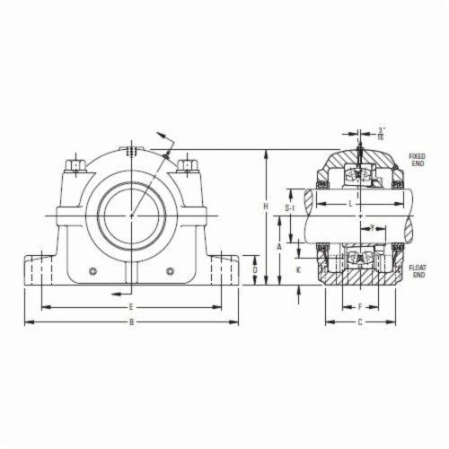 Pillow Block Housing, Series: SAF225/SAF226, 5 in Inside Dia, Four-Bolt Base Mount, 6 in Base to Bore Centerline, 20-1/8 in Overall Length, 7-3/4 in Overall Width, 11.7 in Overall Height, 5 in Compatible Bore Diameter, Spherical Roller Compatible Bea