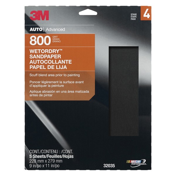 Coated Sanding Sheet, 11 in Length, 9 in Width, P800 Grit, Aluminum Oxide Abrasive, Paper Backing, Applicable Materials: Clear Coat, Fiberglass, Paint, Plastic and Primer, Black, A-Weight Backing Weight, Waterproof: Yes