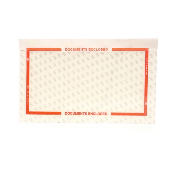 Pouch Tape Pad, 6 Inch Length, 10 Inch Width, Legend: DOCUMENTS ENCLOSED, Hot Melt Synthetic Rubber Resin Adhesive, Polypropylene, Clear on Orange