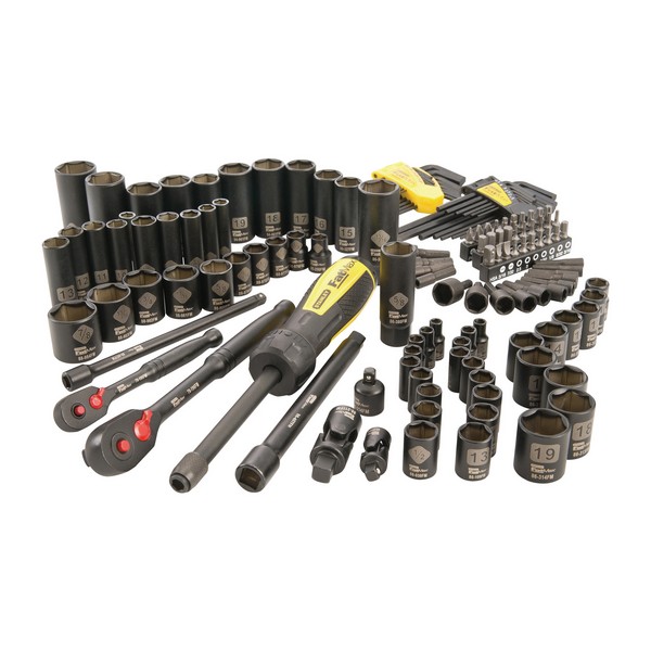 Mechanic's Socket Tool Set, Multi-Purpose, 1/4 in, 3/8 in Drive, 6-Point, 141 Piece, Molded Case Tool Storage Type, Yes Tool Storage Included, Chrome Vanadium Steel, Matte Black Polished Chrome
