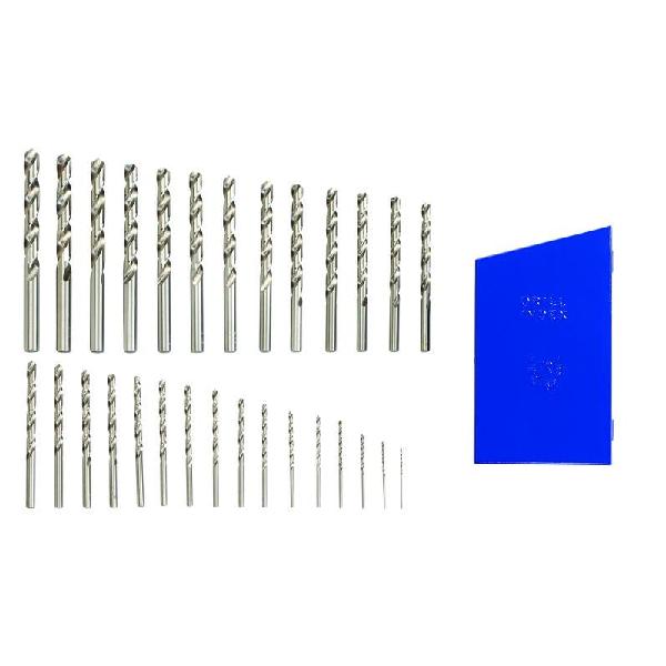 Jobber Length Drill Set, General Purpose, Imperial System of Measurement, 1/16 in Minimum Drill Bit Size, 1/4 in Maximum Drill Bit Size, 118 deg Drill Point Angle, 29 Piece, Specifications: Straight Shank, Right Hand Cut, HSS, Bright