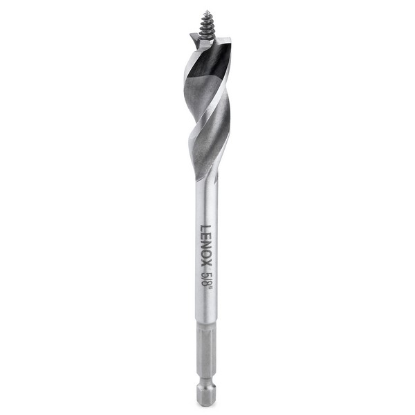 Utility Wood Drill Bit, Drill Style: Utility, 5/8 in Diameter, 6 in Overall Length, 1/4 in Shank, HSS Cutting Edge, Bi-Metal