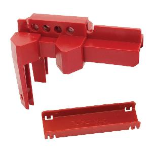 Ball Valve Lockout, Adjustable, 1/2 in Fits Minimum Handle Size, 2 in Fits Maximum Handle Size, 4 Padlocks Maximum, 9/32 in Padlock Shackle Maximum Diameter, Thermoplastic, Red, -40 °F Minimum Temperature, 200 °F Maximum