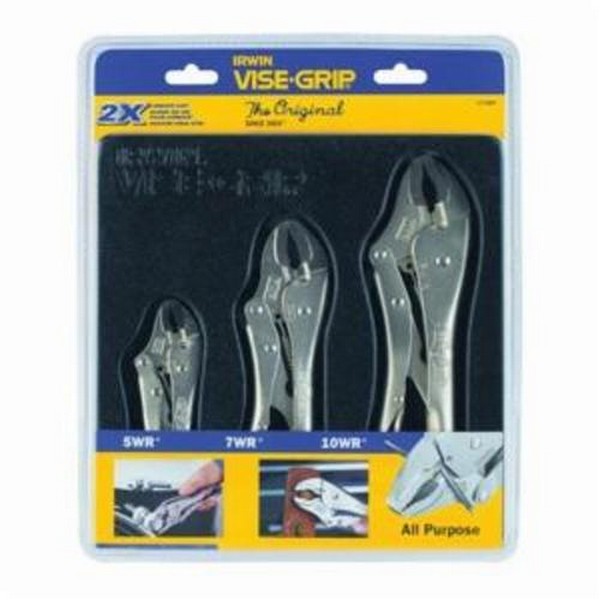 Plier Set, Locking Pliers, 3 Piece, Alloy Steel, Silver