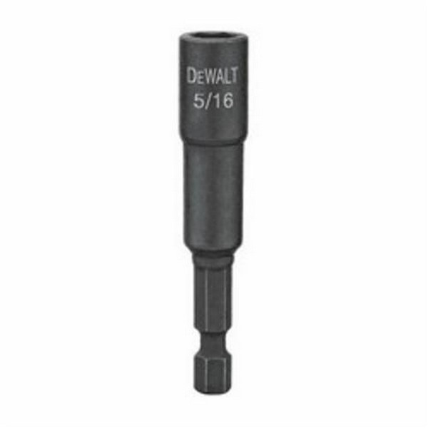 Nut Driver, Long Magnetic, 5/16 in Drive, Hex Shank, 2-9/16 in Overall Length, Steel
