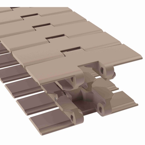 Flat Top Conveyor Chain, 1-Piece Side-Flexing, Series: 880, 1-1/2 in Pitch, 0.28 in Pin Diameter, 1.69 in Pin Length, 4-1/2 in Plate Width, 0.16 in Plate Thickness, 24 in Minimum Side-Flex Radius, 1-1/2 in Minimum Back-Flex Radius, 425 lb T