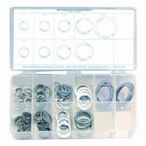 Retaining Ring Assortment, 1/2 to 1-1/4 in, 140 Piece, Spring Steel, Zinc Plated