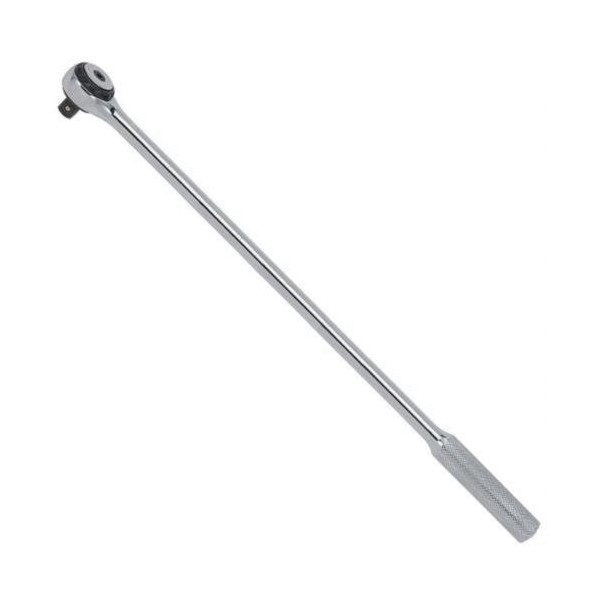 Hand Ratchet, Non-Insulated, Measurement System: Imperial, 1/2 in Drive, 15 in Overall Length, Round Head Shape, 5˚ Minimum Arc Swing, 72 Geared Teeth, Knurled Slip Resistant Grip/Long Handle, No Reversible, Steel, Full Polished