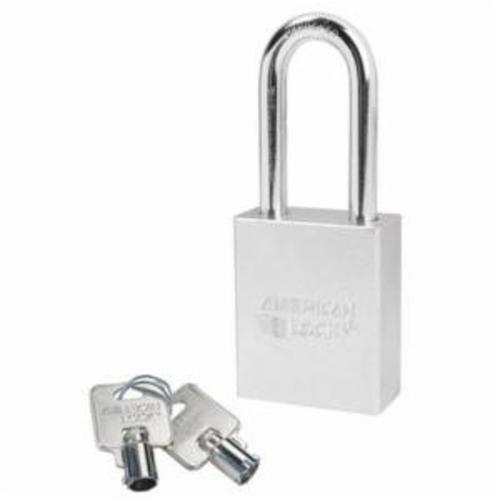 Safety Padlock, Rectangular Rekeyable, Different Key, Solid Steel Body, 5/16 in Shackle Dia, 2 in Shackle Height, 3/4 in Shackle Width, Boron Alloy Steel Shackle, 1-3/4 in Body Width, 7/8 in Body Thickness, 7-Pin AHTC2 Tubular Cylindrical, Silver