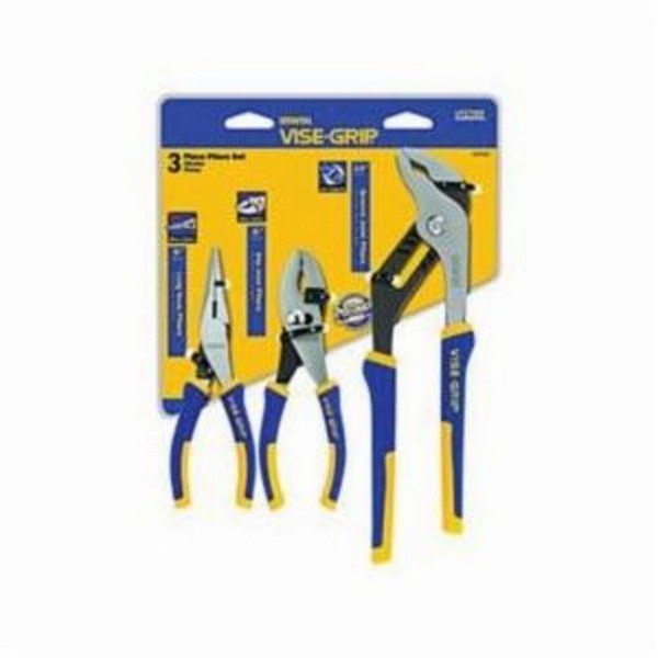Plier Set, Series: Professional Grade Traditional, 3 Piece, Nickel Chromium Steel, Blue/Yellow Handle