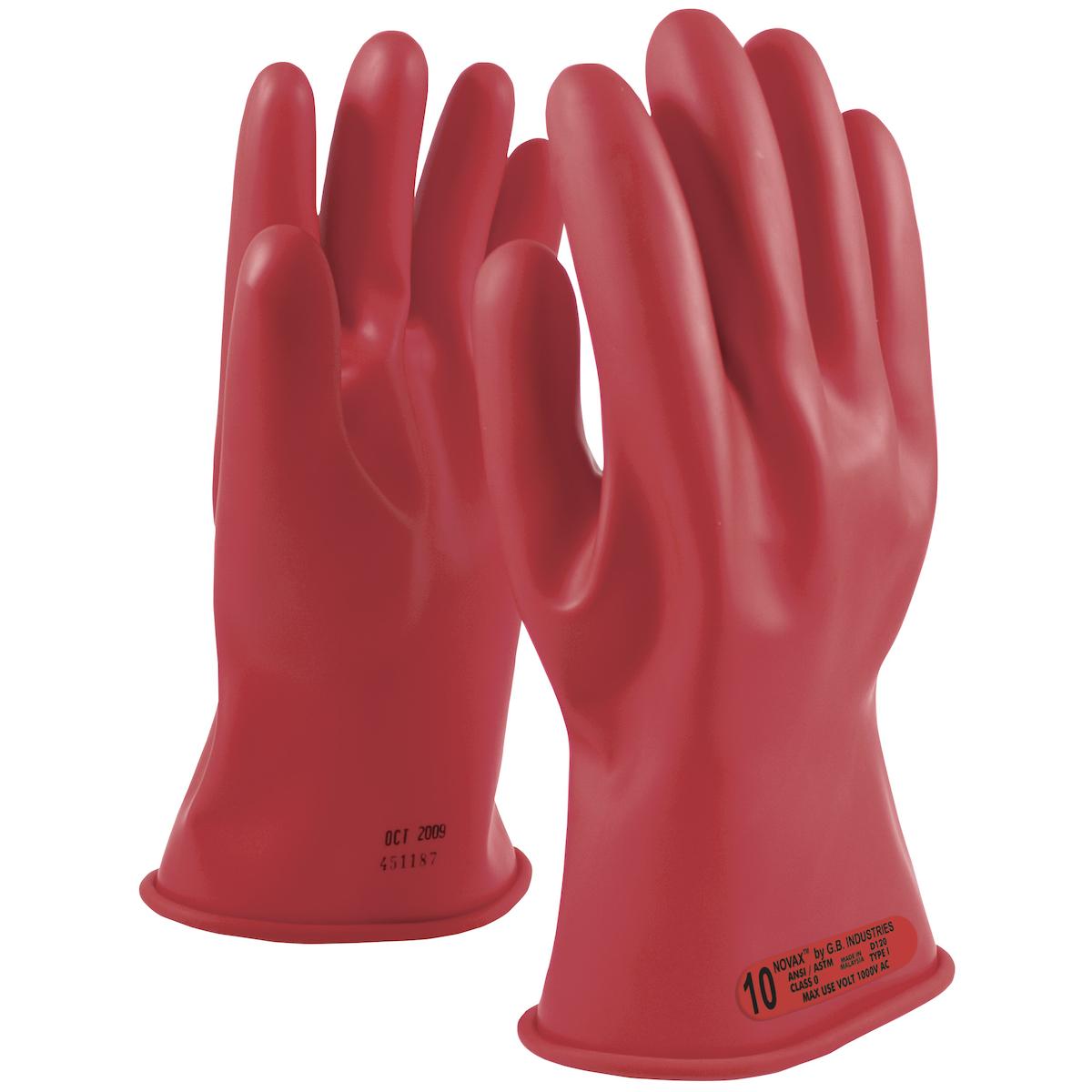 Gloves, Insulating, Series: 153-0-11, 11 Size, Natural Rubber, Red, Contoured Shape Style, Unlined Lining, Straight Cuff, 11 in Length, ASTM Class: Class 0
