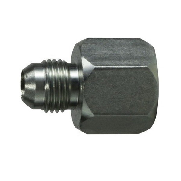 Flare Expander/Reducer, Adapter Fitting/Connector, 3/4-16 x 1-1/16-12 Nominal, Female JIC x Male JIC End Style, Steel, Domestic