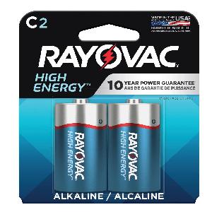 Battery, Series: High Energy™, Alkaline Zinc Manganese Dioxide, 1.5 V Nominal, C, Flat Terminal, Plastic Film Case, Up to 10 years Shelf Life, 1.031 in Dia x 1.969 in H