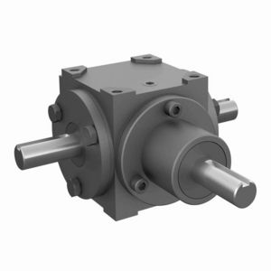 Bevel Gear Reducer, 1.5:1 Gear Ratio, 1.57 HP, Shaft Input, Shaft Output, 5/8 Inch Diameter x 1-17/32 Inch Length Input, 5/8 Inch Diameter x 1-1/2 Inch Length Output, 1166.7 RPM Output Maximum Speed, 1750 RPM Input Maximum Speed, 84 in-lb, 4-9/16 Inch Centre Distance, 3/16 x 3/32 Inch Input Keyway, Four-Bolt Surface Mount, Cast Iron